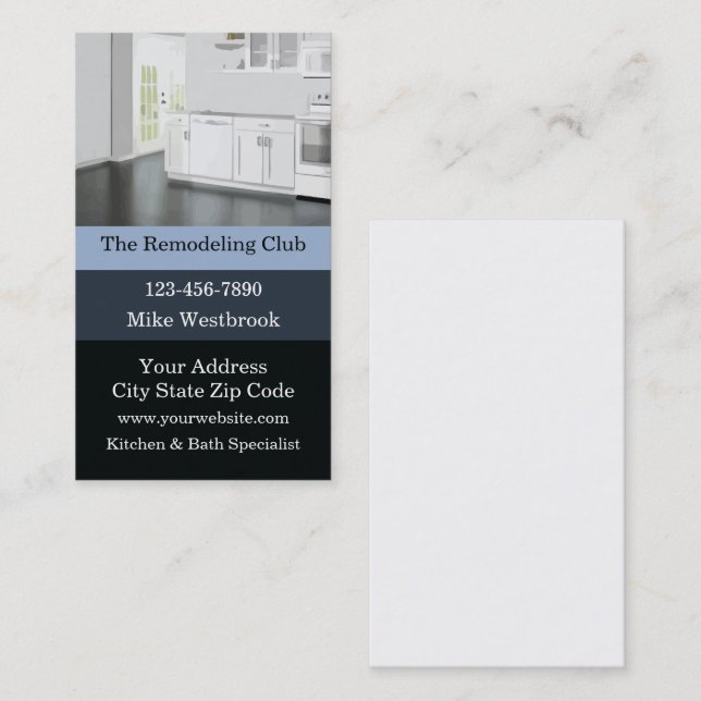 Tarjeta De Visita Remodelación Moderna De La Cocina Y La Bañera (Anverso / Reverso)