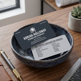 Tarjeta De Visita Remodeling Specialist Contractor Modern Charcoal