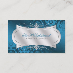 Tarjeta De Visita Remolino azul pródigo del damasco del diamante