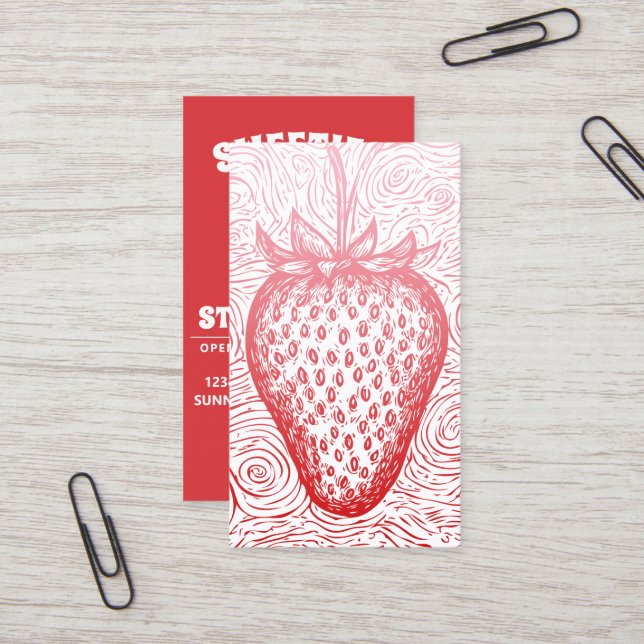 Tarjeta De Visita remolino de fresa con código QR (Anverso/Reverso In Situ)