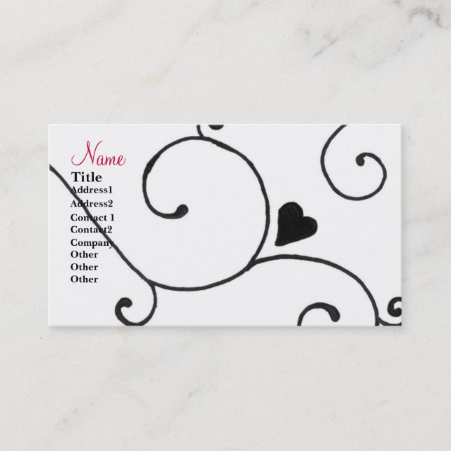 Tarjeta De Visita Remolino del corazón (Anverso)