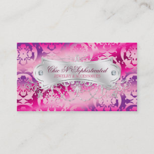 Tarjeta De Visita Remolino fucsia elegante del damasco de la lavanda