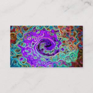 Tarjeta De Visita Remolino Líquido Abstracto Retro Groovy Color Púrp