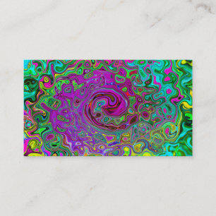 Tarjeta De Visita Remolino Líquido Abstracto Retro Púrpura Groovy