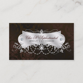Tarjeta De Visita Remolino oscuro elegante del damasco del chocolate