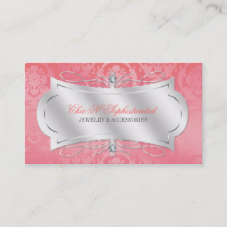 Tarjeta De Visita Remolino rosado pródigo del damasco del diamante