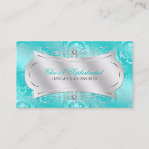 Tarjeta De Visita Remolino verde azulado pródigo del damasco del