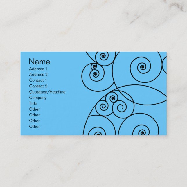 Tarjeta De Visita Remolinos - azul (Anverso)
