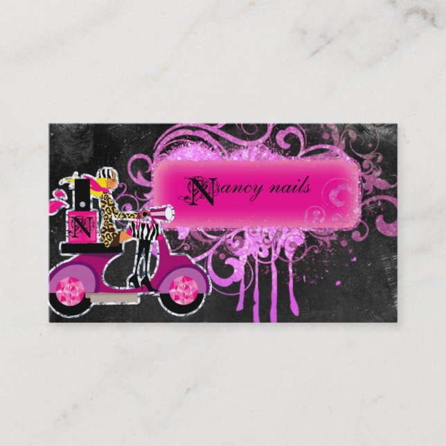 Tarjeta De Visita Remolinos del polaco del purpurina del chica de la (Anverso)