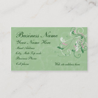 Tarjeta De Visita Remolinos elegantes en fondo verde brillado
