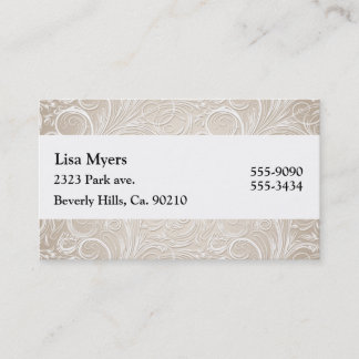 Tarjeta De Visita Remolinos florales color crema y del oro Paisley