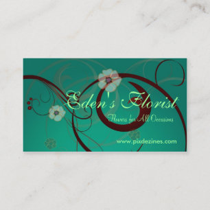 Tarjeta De Visita Remolinos Florales, Verde Turquesa