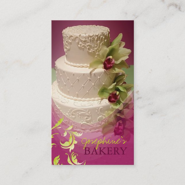 Tarjeta De Visita remolinos minniemay del pastel de bodas+cymbidium (Anverso)