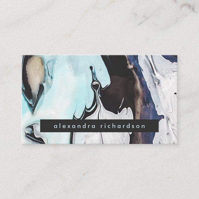 Tarjeta De Visita Remolinos modernos atractivos de la tinta (Anverso)