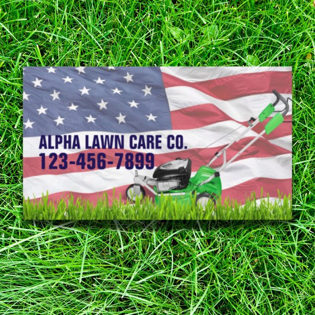 Tarjeta De Visita Remolque de hierba para el paisajismo Patriótico V (Patriotic Veteran Yard Landscaping Grass Mowing Business Card)