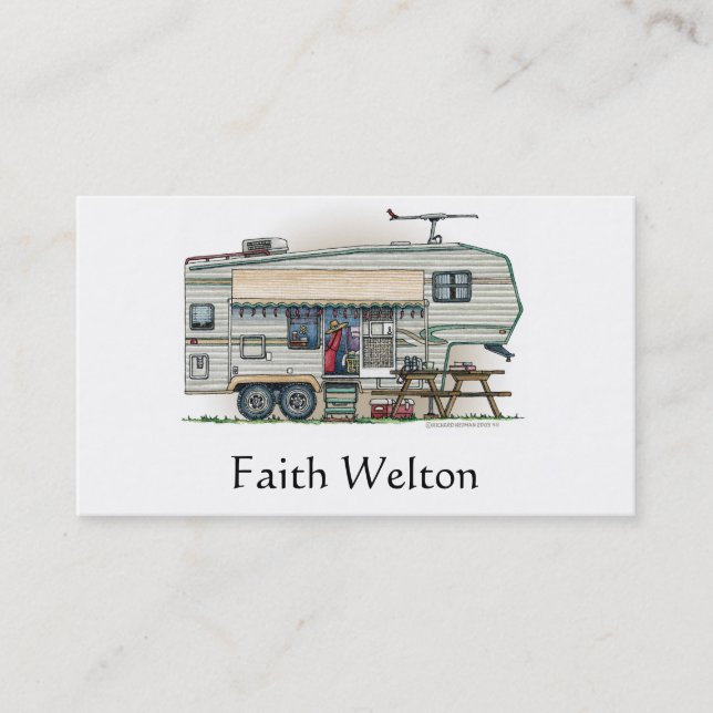 Tarjeta De Visita Remolque lindo del viaje del campista de la quinta (Anverso)