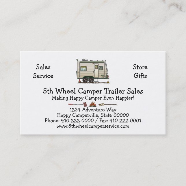 Tarjeta De Visita Remolque lindo del viaje del campista del (Anverso)