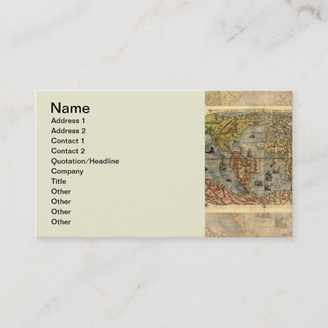 Tarjeta De Visita Renacimiento del Mapa Antiquev de Forlani de 1565 (Anverso)