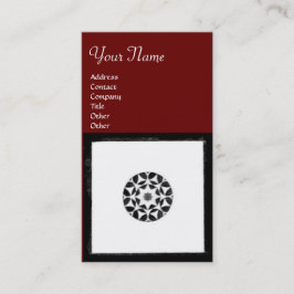 Tarjeta De Visita RENACIMIENTO Floral Geométrico Blanco Negro Rojo