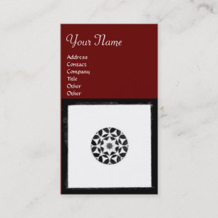 Tarjeta De Visita RENACIMIENTO Floral Geométrico Blanco Negro Rojo