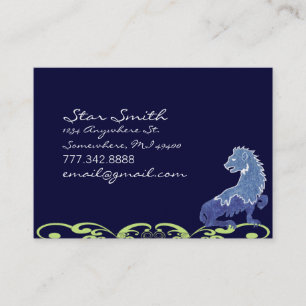 Tarjeta De Visita Renacimiento Medieval León Azul Vintage