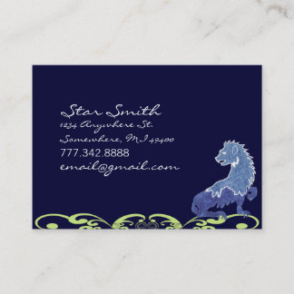 Tarjeta De Visita Renacimiento Medieval León Azul Vintage
