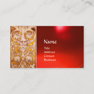 TARJETA DE VISITA RENAISSANCE CARA GRUESCA , FLORAL DE ORO ,RUBY ROJ