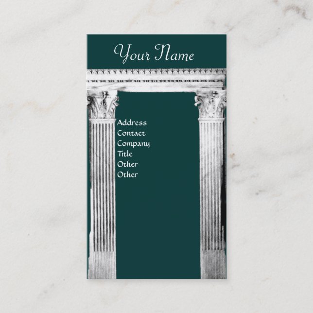 Tarjeta De Visita RENAISSANCE GATE Classic Architecture Blue Green (Anverso)