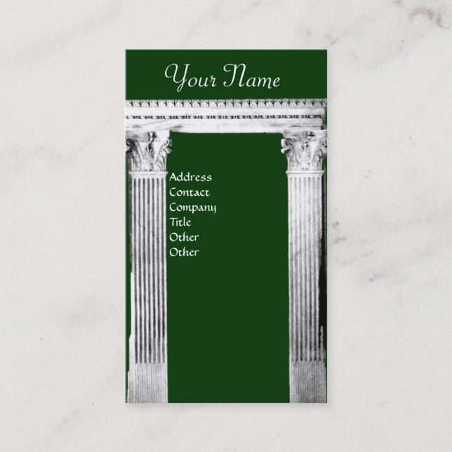 Tarjeta De Visita RENAISSANCE GATE Corinthian Columns,Green (Anverso)