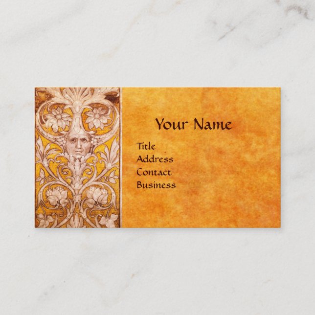TARJETA DE VISITA RENAISSANCE GROTESQUE FACE , PARCHE DE FLORES ORIE (Anverso)