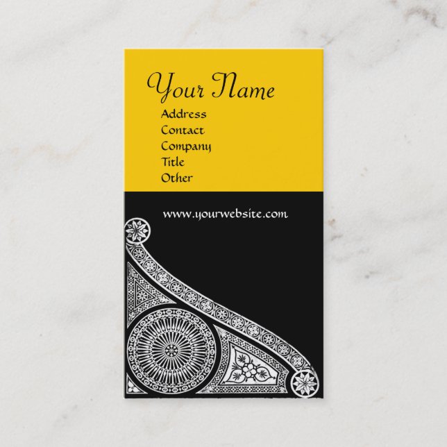 Tarjeta De Visita RENAISSANCE MONOGRAM 3 amarillo (Anverso)