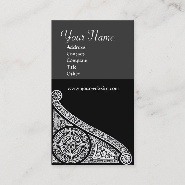 Tarjeta De Visita RENAISSANCE MONOGRAM 3 gris oscuro (Anverso)