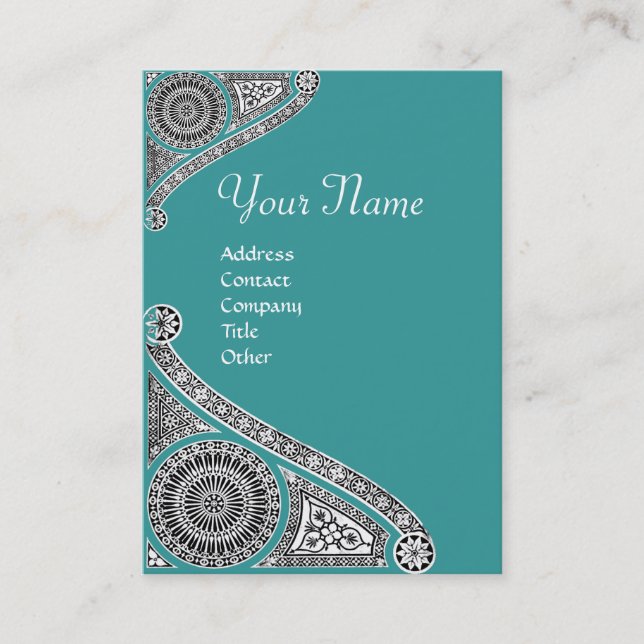 Tarjeta De Visita RENAISSANCE MONOGRAM 4 azul verde (Anverso)