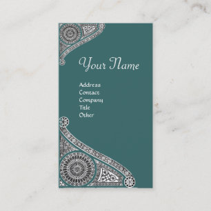 Tarjeta De Visita RENAISSANCE MONOGRAM 4 azul verde