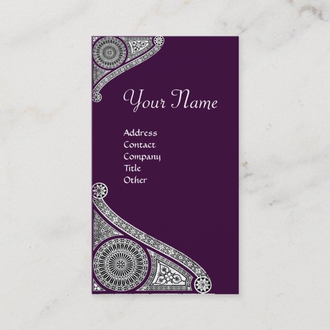 Tarjeta De Visita RENAISSANCE MONOGRAM 4 morado oscuro (Anverso)