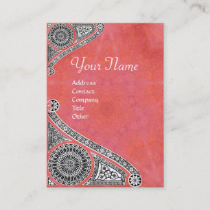 Tarjeta De Visita RENAISSANCE MONOGRAM 4 rosa rojo antiguo