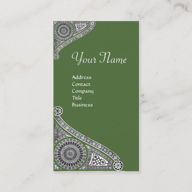 Tarjeta De Visita RENAISSANCE MONOGRAM 4 Treetop Blanco Verde (Anverso)