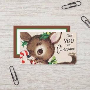 Tarjeta De Visita reno retro vintage Navidad 