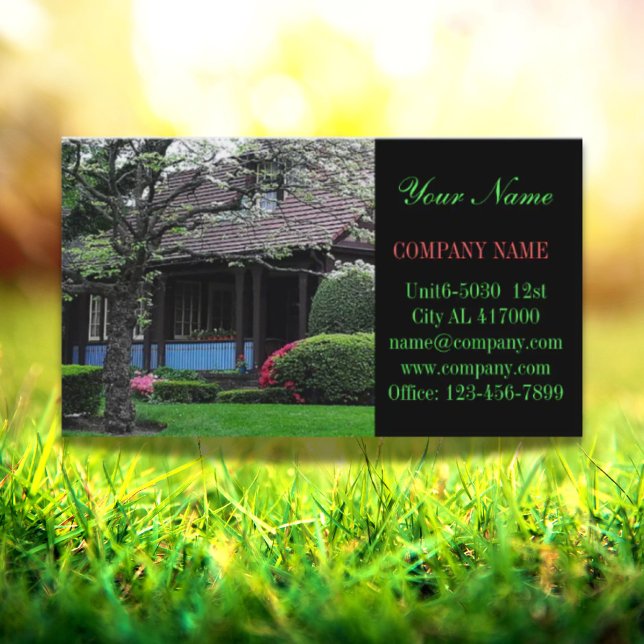 Tarjeta De Visita Renovación Construcción de césped cuidado paisajis (Renovation Construction lawn care landscaping Business Card)
