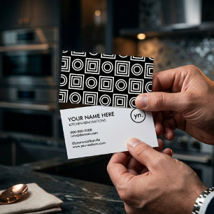 Tarjeta De Visita Renovación de Cocina Moderna Geométrica Negro y Bl