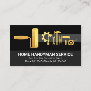 Tarjeta De Visita Renovación de herramientas elegantes de mano de or