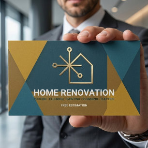 Tarjeta De Visita Renovación de Hogar Geométrico de Estilo Moderno d