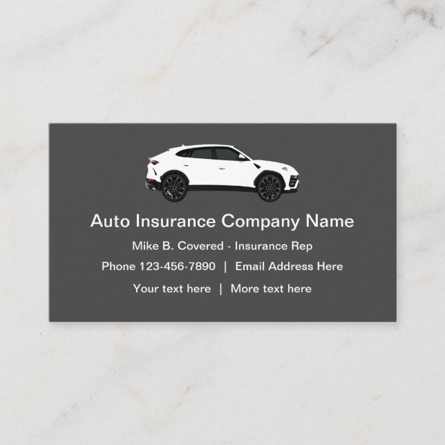 Tarjeta De Visita Rep. de seguro automático moderno (Anverso)