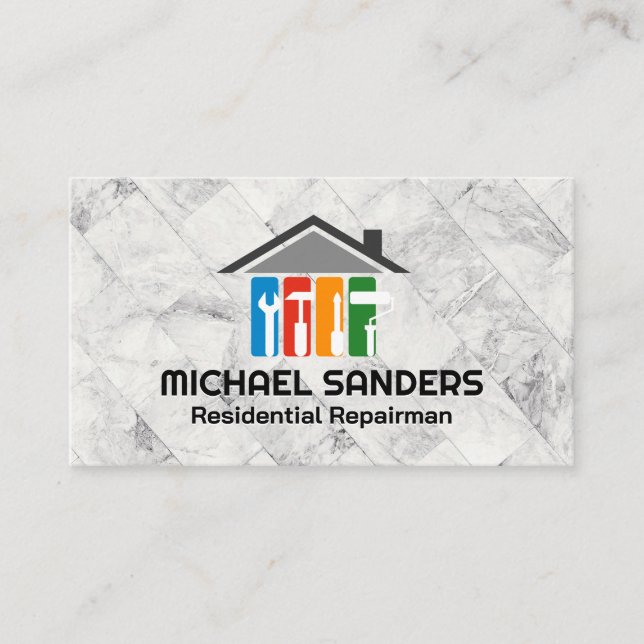 Tarjeta De Visita Repairman Services | Iconos de herramientas manual (Anverso)