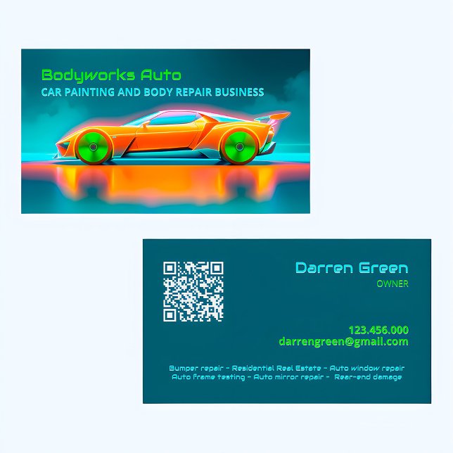 Tarjeta De Visita Reparación automática de la carrocería QR (Car Painting Cards)