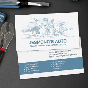 Tarjeta De Visita Reparación automática del vehículo - Mecánico