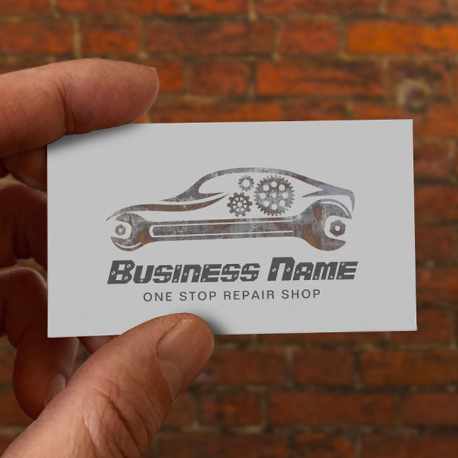 Tarjeta De Visita Reparación Automática Grunge Car Automotive Mechan (Subido por el creador)