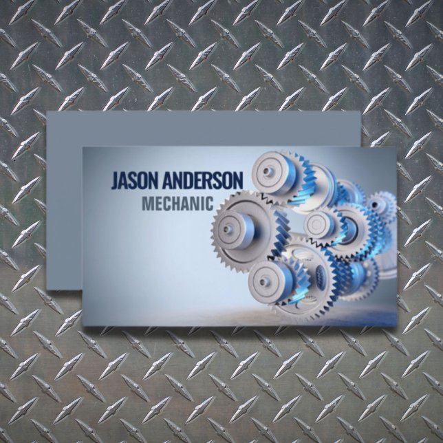 Tarjeta De Visita Reparación automática mecánica de engranajes indus (Auto Repair Automotive Industrial Gears Mechanic Business Card)
