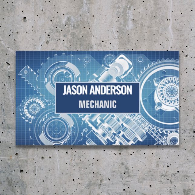 Tarjeta De Visita Reparación automática mecánica de engranajes indus (Auto Repair Automotive Industrial Gears Mechanic Business Card)