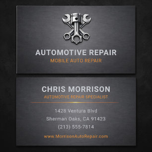 Tarjeta De Visita Reparación Automotriz Metálica